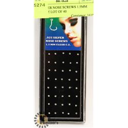 .925 SILVER NOSE SCREWS 1.5MM CLEAR CZ LOT OF 40