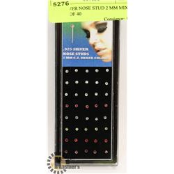 .925 SILVER NOSE STUD 2 MM MIXED CZ LOT OF 40
