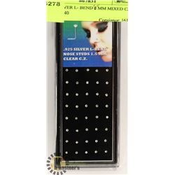 .925 SILVER L- BEND 1.5 MM MIXED CZ LOT OF 40