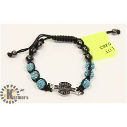 SPARKLED-CHROME BLUE HARLEY DAVIDSON BRACELET
