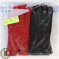2PK LADIES LEATHER GLOVES MEDIUM.