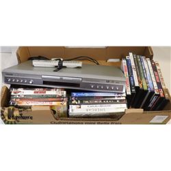 TOSHIBA DVD PLAYER WITH REMOTE AND 20 DVDS