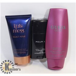 DEODORANT, BODY CREAM AND BODY LOTION.