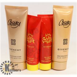 LOT OF 2 ORGANZA GIVENCHY BATH GEL + 2 PERFUME