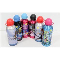 6 ASSORTED KIDS WATER BOTTLES INCLUDING MONSTER