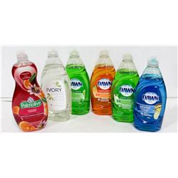6 BOTTLES OF ASSORTED DISH SOAP.