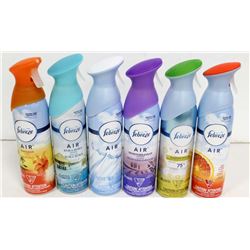 6 BOTTLES OF FEBREZE AIR FRESHENERS.