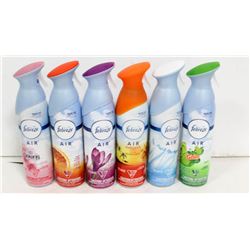 6 BOTTLES OF FEBREZE AIR FRESHENERS.