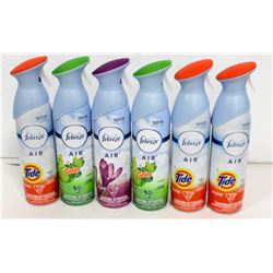 6  BOTTLES OF FEBREZE AIR FRESHENERS.
