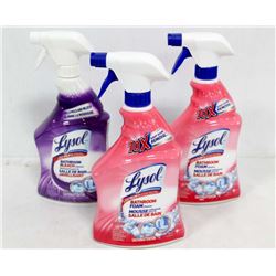 3 BOTTLES OF LYSOL BATHROOM CLEANER.