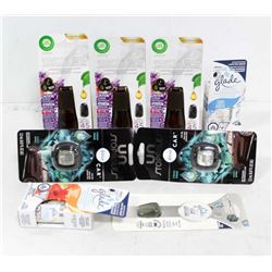 BAG OF ASSORTED CAR VENT CLIPS AND AIR WICK