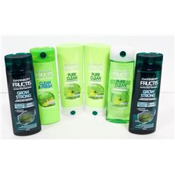 6 BOTTLES OF GARNIER FRUCTIS SHAMPOO & CONDITIONER