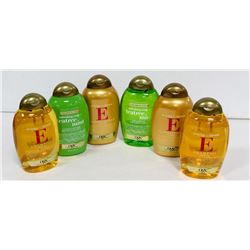 6 BOTTLES OF OGX SHAMPOO AND CONDITIONER.