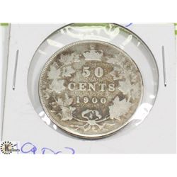 1900 CANADIAN SILVER 50 CENT COIN.