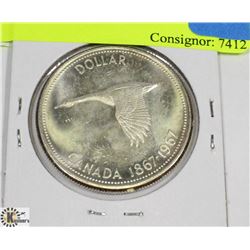 1967 CANADIAN DIVING SILVER ONE DOLLAR COIN.