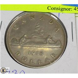 1938 CANADIAN SILVER DOLLAR.