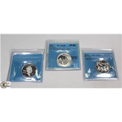 LOT OF 3 CANADIAN 2001 STERLING SILVER 50 CENT