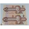 Image 1 : SET OF TWO 1986 UNCUT CANADIAN $2 BILLS.