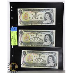 LOT OF 6 CANADIAN 1973 ONE DOLLAR BILLS.
