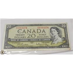 1954 CANADIAN 20 DOLLAR BILL.