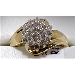 15) 14K YELLOW & WHITE GOLD DIAMOND RING,