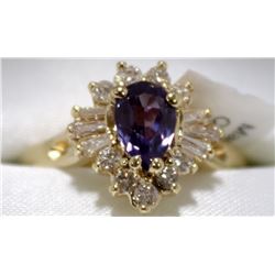 12) 14K YELLOW GOLD DIAMOND AND SAPPHIRE RING,