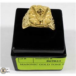 MASONIC GOLD TONE RING SZ 15.5