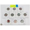 Image 1 : LOT OF 10 CANADIAN COMMEMORATIVE COLORED 25 CENT
