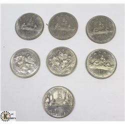 LOT OF 7 CANADIAN $1 COINS
