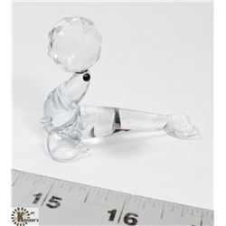 BOHEMIAN CRYSTAL 3 CIRCUS SEAL FIGURE.