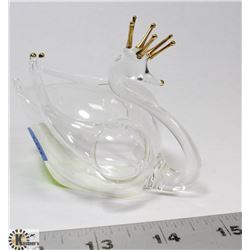 24KT GOLD PLATED HAND BLOWN SWAN FIGURE.
