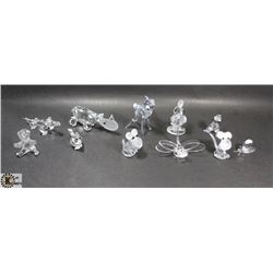 LOT OF 11 GLASS FIGURES.