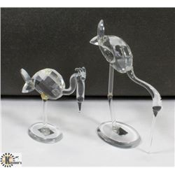 LOT OF 2  CRYSTAL FLAMINGO FIGURES