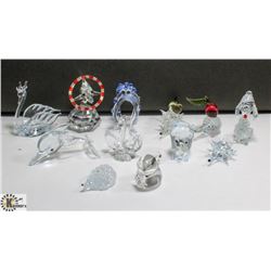 LOT OF 12 GLASS FIGURES CLEAR