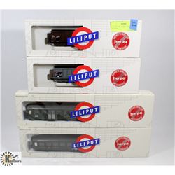 4 LILIPUT HO TRAIN CARS MADE IN AUSTRIA