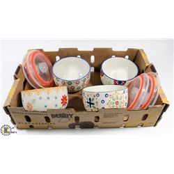 SET OF 4 STONEWARE VENTED FOOD STORAGE BOWLS