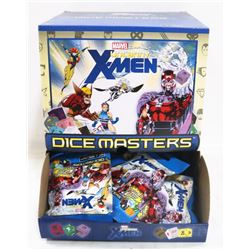 BOX OF UNCANNY XMEN DICE MASTERS FOIL PACKS.