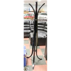 ESPRESSO WOOD & CHROME 71"H COAT RACK