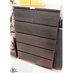 ESPRESSO 6 DRAWER DRESSER, 31.5"X19"X48.5".
