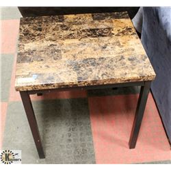 MARBLE STYLE END TABLE,. 22"X20"X21".