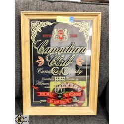 VINTAGE WOOD MIRROR, CANADIAN CLUB WHISKEY