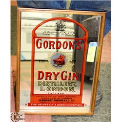 VINTAGE WOOD MIRROR, GORDONS DRY GIN