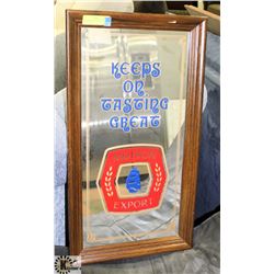 VINTAGE WOOD MIRROR, MOLSON EXPORT BEER