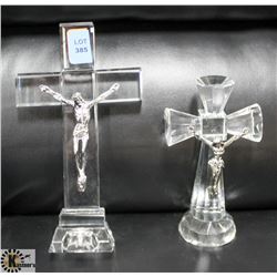 LOT OF 2 CRYSTAL CRUCIFIXES