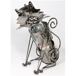 METAL WINE BOTTLE HOLDER CAT,NEW