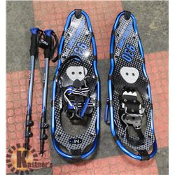 NEW PAIR OF MENS SNOWSHOES AND POLES