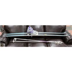 PAIR OF LADIES SHOES (SZ 8.5) SKIS 2M  AND POLES