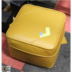 MUSTARD YELLOW LEATHER OTTOMAN