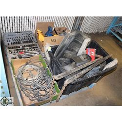 PALLET WITH ASSORTED TOOLS AND AUTOMOTIVE INCL
