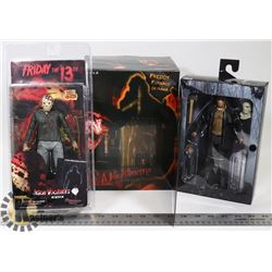 LOT OF 3 ASSORTED FRIDAY 13TH FIGURES.